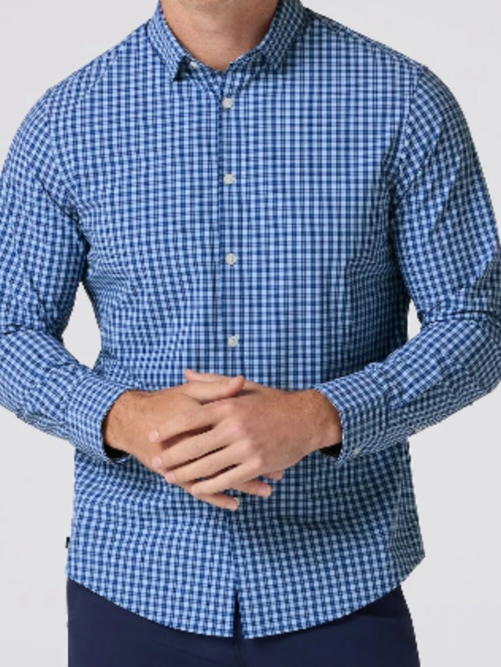 Mizzen Main Leeward Cobalt Ben Plaid No Tuck Dress Shirt NWOT - Picture 2 of 9